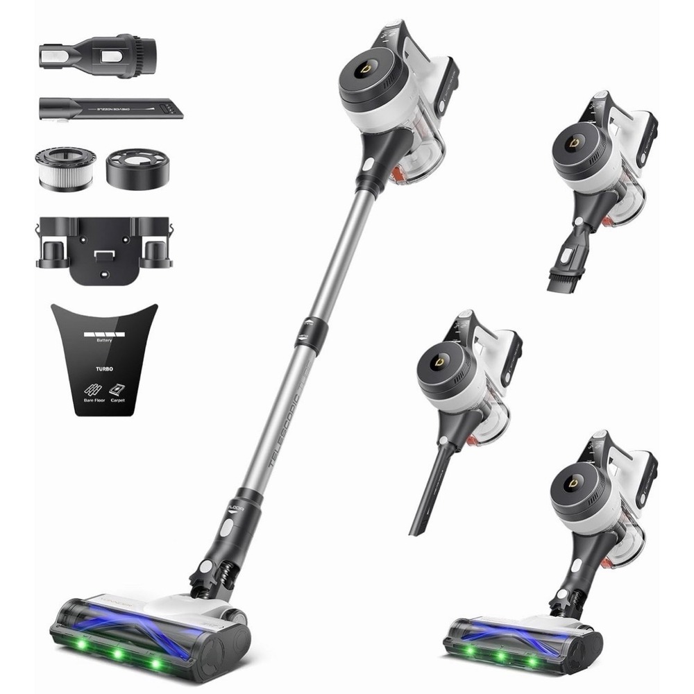 Cordless Vacuum Cleaner, 550W 55KPA 70Mins Powerful Vacuum Cleaners for Home